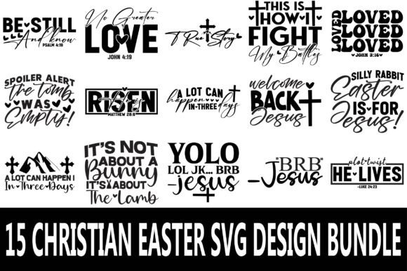 15 Christian Easter SVG Bundle: Graphics & T-Shirt Designs