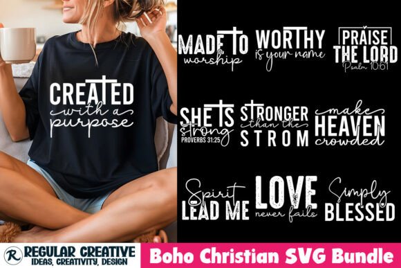 Boho Christian SVG Bundle: T-Shirt Designs & Graphics