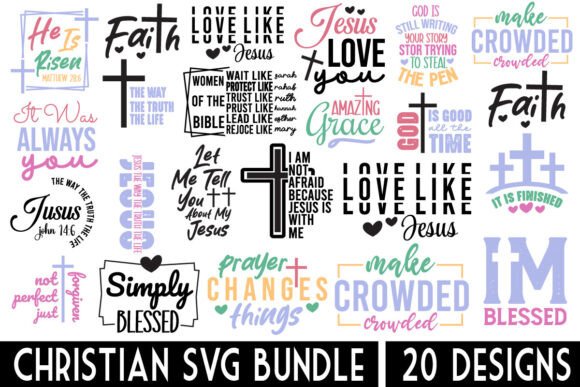 Christian Quotes Svg Bundle, Jesus Svg: Graphics & T-Shirt Designs