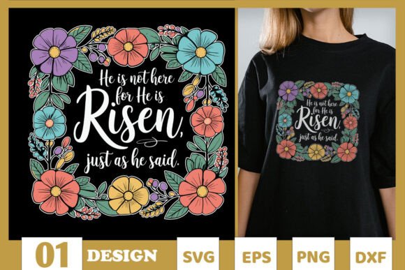 Happy Jesus Easter He is Risen SVG for Branding & T-Shirt Graphics