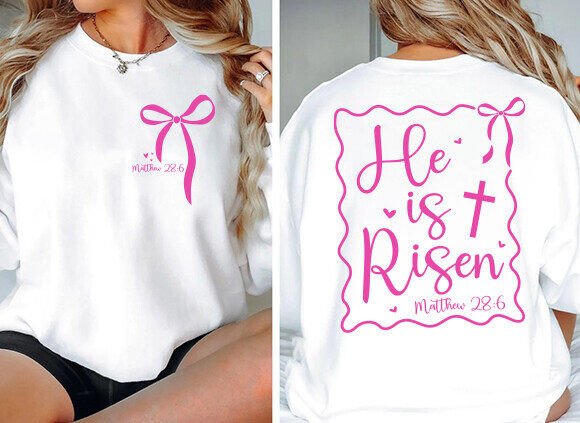 He is Risen SVG PNG: Christian Bow Graphics for T-Shirt Designs